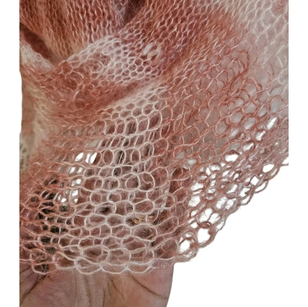 Hand Crafted Crochet Scarf Pink Striped Handmade Unique